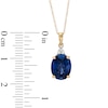 Thumbnail Image 2 of Oval Lab-Created Blue and White Sapphire Pendant in 10K Gold