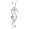 Thumbnail Image 0 of Lab-Created Opal and Diamond Accent Seahorse Pendant in Sterling Silver