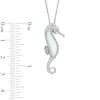 Thumbnail Image 1 of Lab-Created Opal and Diamond Accent Seahorse Pendant in Sterling Silver