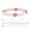 Thumbnail Image 2 of 8.0-9.0mm Freshwater Cultured Pearl and Pink Crystal Bead Stretch Bracelet-7.25"