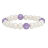 Thumbnail Image 1 of 8.0-9.0mm Freshwater Cultured Pearl and Purple Crystal Bead Stretch Bracelet-7.25"