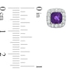 5.0mm Cushion-Cut Amethyst and Lab-Created White Sapphire Frame Stud Earrings in Sterling Silver