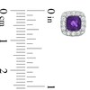 Thumbnail Image 1 of 5.0mm Cushion-Cut Amethyst and Lab-Created White Sapphire Frame Stud Earrings in Sterling Silver