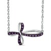 Thumbnail Image 1 of Amethyst Sideways Loop Cross Necklace in Sterling Silver