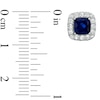 5.0mm Cushion-Cut Lab-Created Blue and White Sapphire Frame Stud Earrings in Sterling Silver
