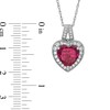 Thumbnail Image 2 of 9.0mm Heart-Shaped Lab-Created Ruby and White Sapphire Frame Pendant in Sterling Silver