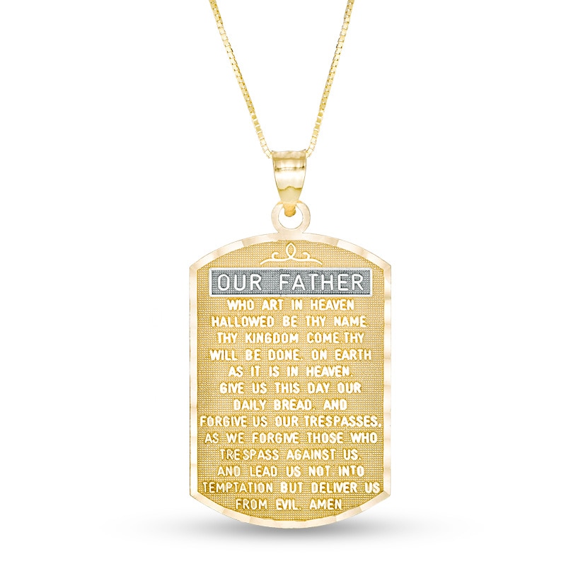 Main Image 1 of Lord's Prayer Dog Tag Pendant in 10K Gold