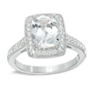 Thumbnail Image 0 of Cushion-Cut Lab-Created White Sapphire Frame Ring in Sterling Silver