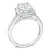 Thumbnail Image 1 of Cushion-Cut Lab-Created White Sapphire Frame Ring in Sterling Silver