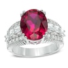 Thumbnail Image 1 of Oval Lab-Created Ruby and White Sapphire Ring in Sterling Silver