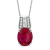 Thumbnail Image 1 of Oval Lab-Created Ruby and White Sapphire Pendant in Sterling Silver