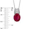 Thumbnail Image 2 of Oval Lab-Created Ruby and White Sapphire Pendant in Sterling Silver