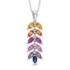 Thumbnail Image 1 of Marquise-Cut Lab-Created Multi-Gemstone Pendant in Sterling Silver