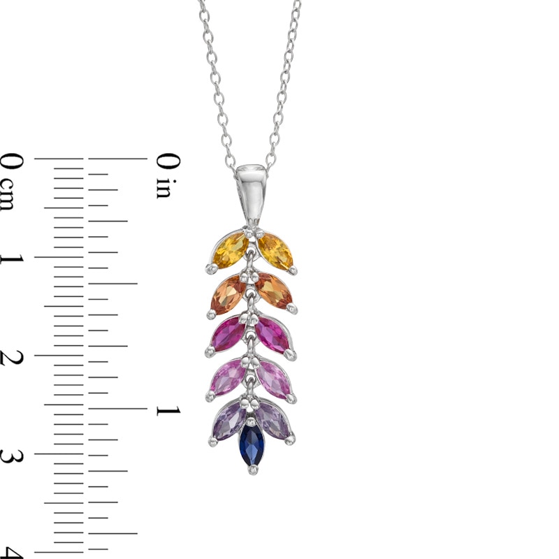 Main Image 2 of Marquise-Cut Lab-Created Multi-Gemstone Pendant in Sterling Silver
