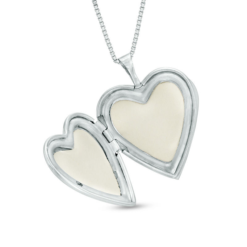 Silver Heart Locket With Diamond Centre