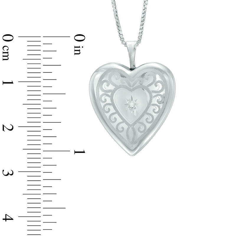 Floral Pattern Engraved Heart Locket Pendant 925 Sterling Silver