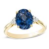 Thumbnail Image 0 of Oval Lab-Created Blue and White Sapphire Ring in 10K Gold