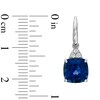 Thumbnail Image 2 of 8.0mm Cushion-Cut Lab-Created Blue and White Sapphire Drop Earrings in 10K White Gold