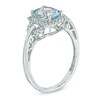 Thumbnail Image 2 of Cushion-Cut Aquamarine and 1/6 CT. T.W. Diamond Ring in 10K White Gold