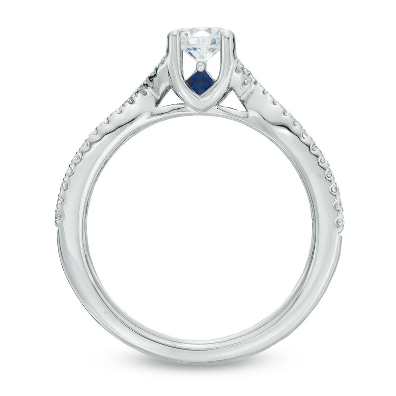 Vera Wang Love Collection 3/4 CT. T.W. Diamond and Blue Sapphire Engagement Ring in 14K White Gold