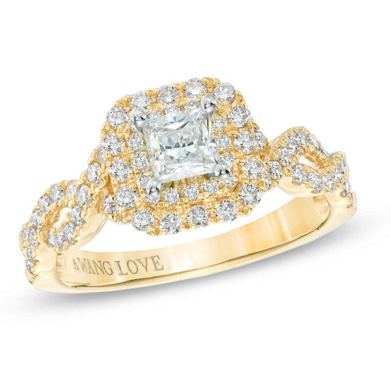 Vera Wang Love Collection 1 CT. T.W. Princess-Cut Diamond Double Frame Engagement Ring in 14K Gold