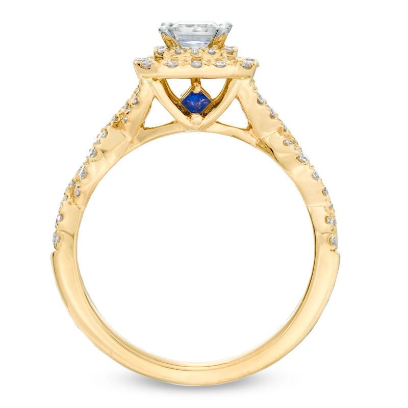 Vera Wang Love Collection 1 CT. T.W. Princess-Cut Diamond Double Frame Engagement Ring in 14K Gold