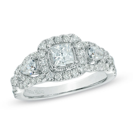 Vera Wang Love Collection 1-1/2 CT. T.W. Diamond Three Stone Engagement Ring In 14K White Gold