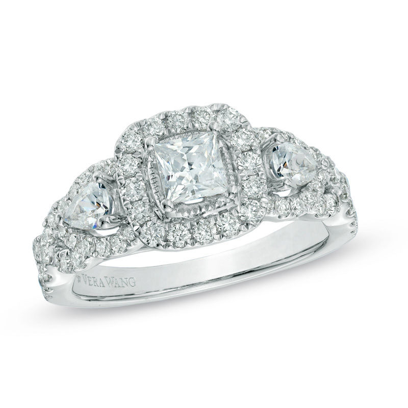 Vera Wang Love Collection 1-1/2 CT. T.W. Diamond Three Stone Engagement Ring in 14K White Gold