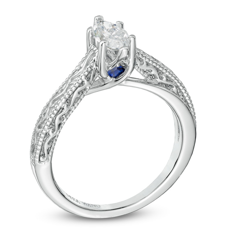 Main Image 2 of Vera Wang Love Collection 1/2 CT. Marquise Diamond Solitaire Scroll Engagement Ring in 14K White Gold