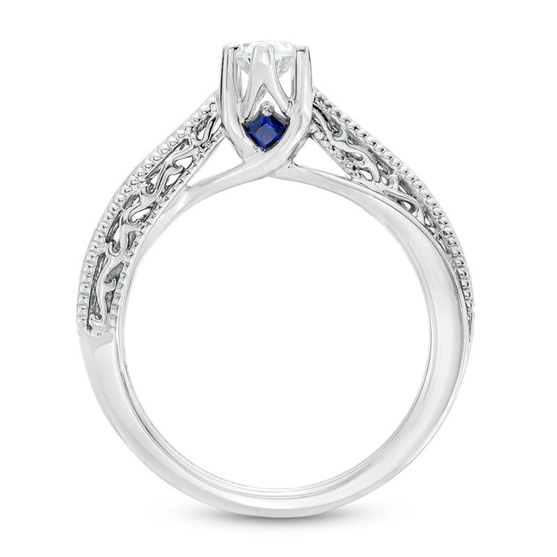 Main Image 3 of Vera Wang Love Collection 1/2 CT. Marquise Diamond Solitaire Scroll Engagement Ring in 14K White Gold