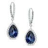 Pear-Shaped Lab-Created Blue And White Sapphire Frame Drop Earrings In Sterling Silver