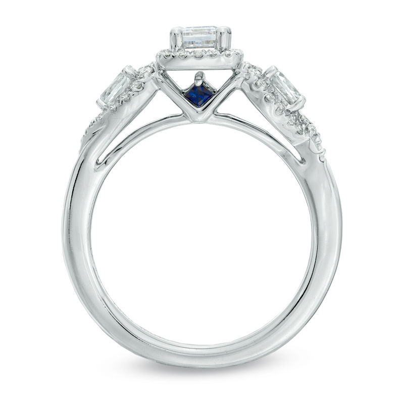 Main Image 3 of Vera Wang Love Collection 1 CT. T.W. Emerald-Cut Diamond Three Stone Engagement Ring in 14K White Gold