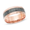 Thumbnail Image 1 of 8.0mm Bamboo-Style Wedding Band in 10K Two-Tone Gold