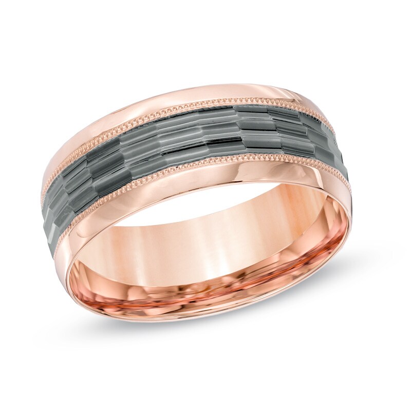 Main Image 1 of 8.0mm Bamboo-Style Wedding Band in 10K Two-Tone Gold