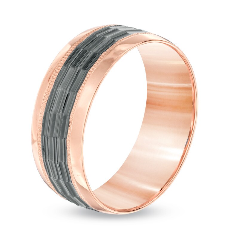 Main Image 2 of 8.0mm Bamboo-Style Wedding Band in 10K Two-Tone Gold