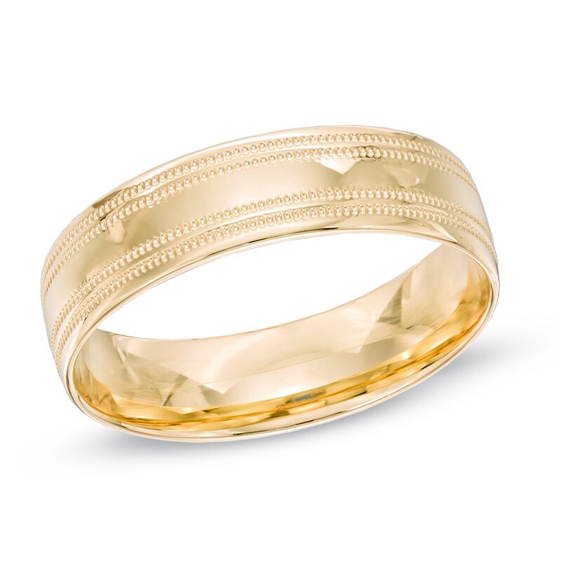 Main Image 1 of 6.0mm Milgrain Wedding Band in 10K Gold