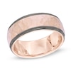 Thumbnail Image 0 of Men's 8.0mm Hammered Wedding Band in 10K Rose Gold with Black Rhodium Edges
