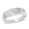 Thumbnail Image 1 of Men's 1/10 CT. T.W. Diamond Five Stone Slant Band in 10K White Gold