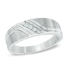 Thumbnail Image 0 of Men's 1/10 CT. T.W. Diamond Five Stone Slant Band in 10K White Gold