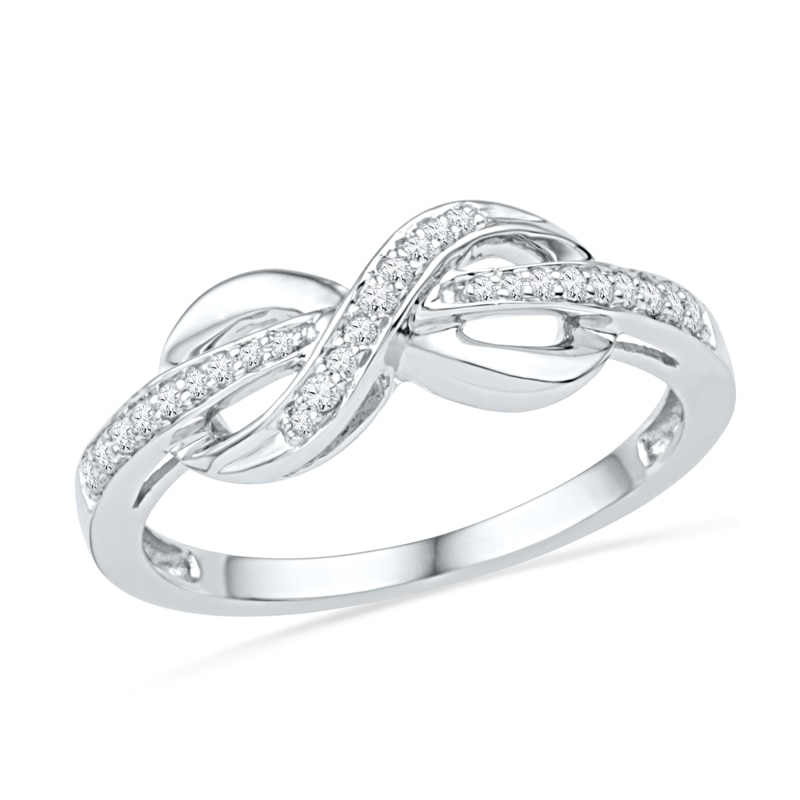Main Image 1 of 1/10 CT. T.W. Diamond Infinity Wrapped Ring in 10K White Gold