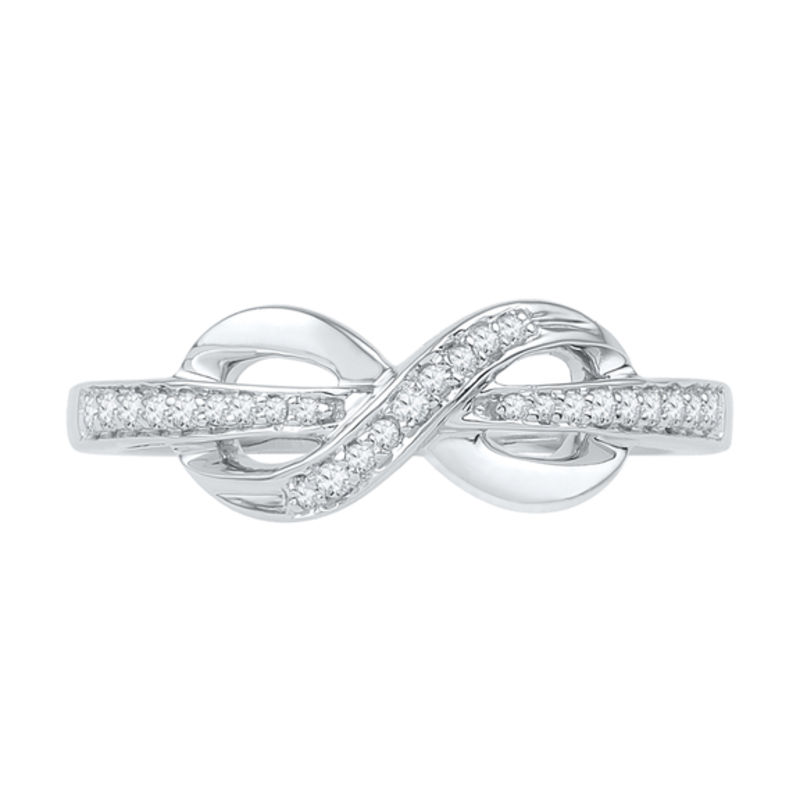 1/10 CT. T.W. Diamond Infinity Wrapped Ring in 10K White Gold