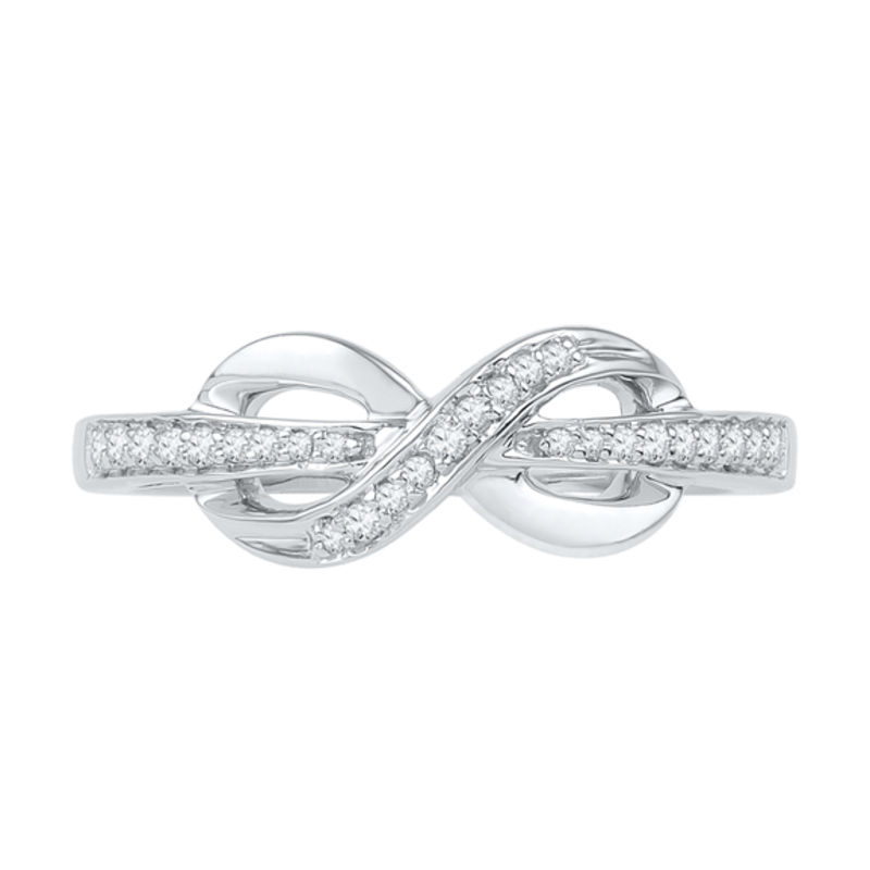 Main Image 2 of 1/10 CT. T.W. Diamond Infinity Wrapped Ring in 10K White Gold