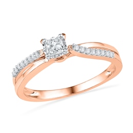 1/4 CT. T.W. Princess-Cut Diamond Split Shank Promise Ring in 10K Rose Gold