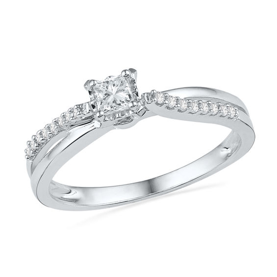 Details about   2.42 ct Princess split shank Sky Blue Topaz Promise Wedding Ring 14k White Gold 