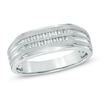 Thumbnail Image 1 of Men's 1/10 CT. T.W. Diamond Wedding Band in 10K White Gold