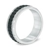 Thumbnail Image 2 of 8.0mm Comfort Fit Black Titanium Sprocket Inlay Cobalt Wedding Band - Size 10