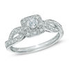Thumbnail Image 0 of 1/4 CT. T.W. Diamond Square Frame Twist Engagement Ring in 10K White Gold