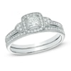 Thumbnail Image 0 of 5/8 CT. T.W. Princess-Cut Diamond Frame Bridal Set in 10K White Gold