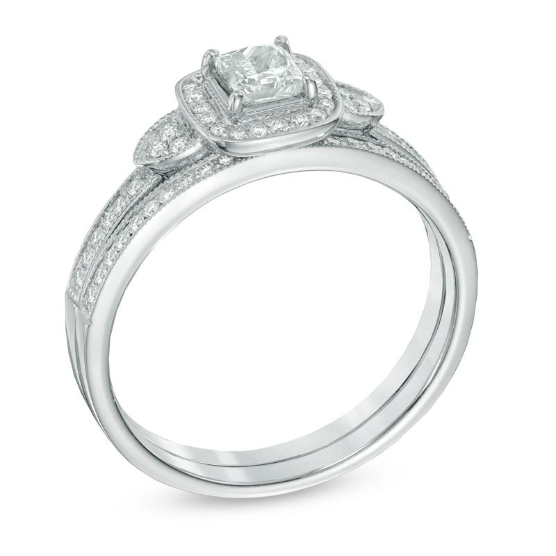 5/8 CT. T.W. Princess-Cut Diamond Frame Bridal Set in 10K White Gold