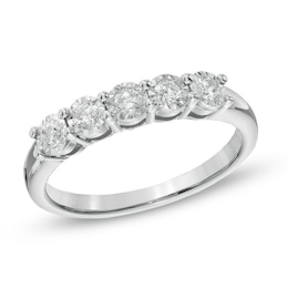 1/4 CT. T.W. Diamond Five Stone Band in 10K White Gold